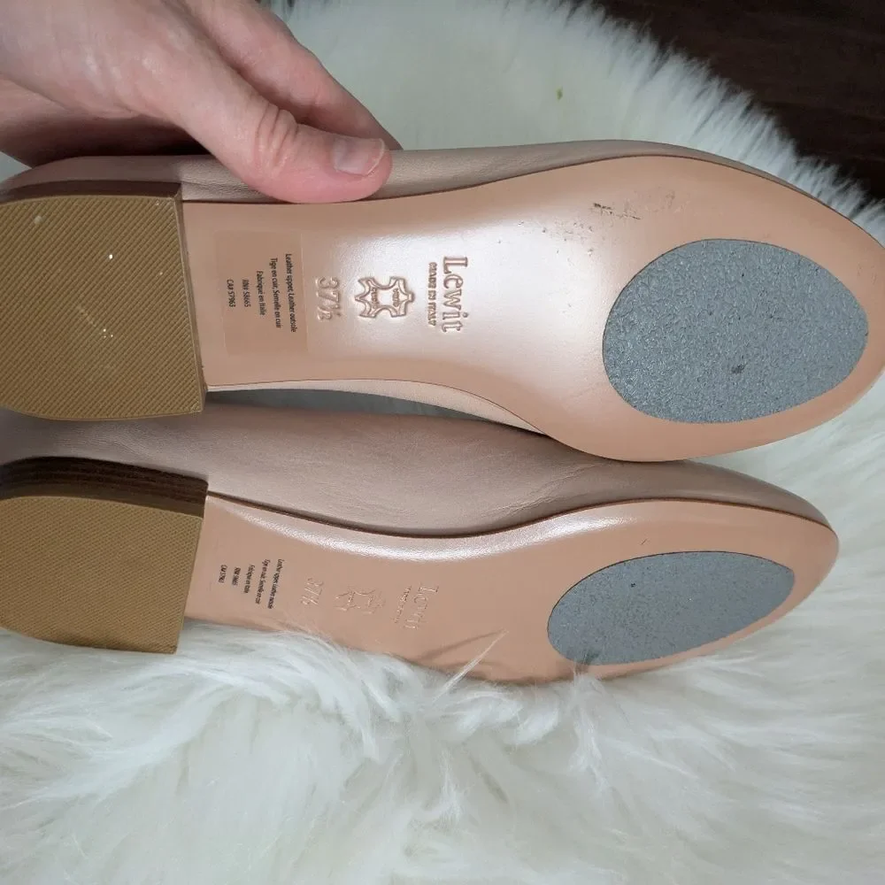 Lewit Leather Ballet Flats Pale Pink Round Toe 37.5 / 7